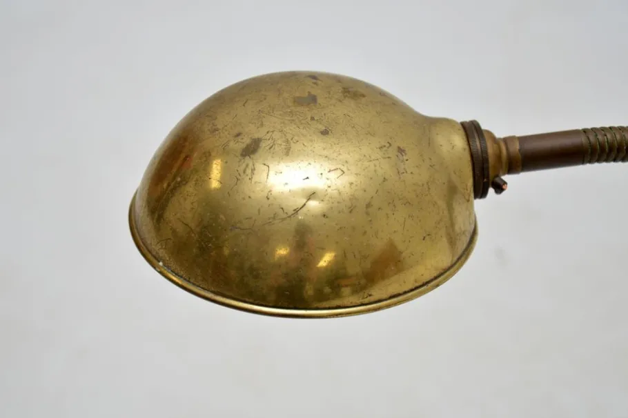 Online Pamono Antique Brass Goose Neck Desk Lamp, 1910s