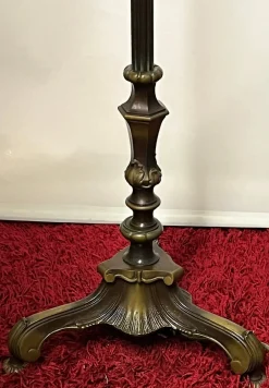 Pamono Antique Brass Tiffany Shade Floor Lamp