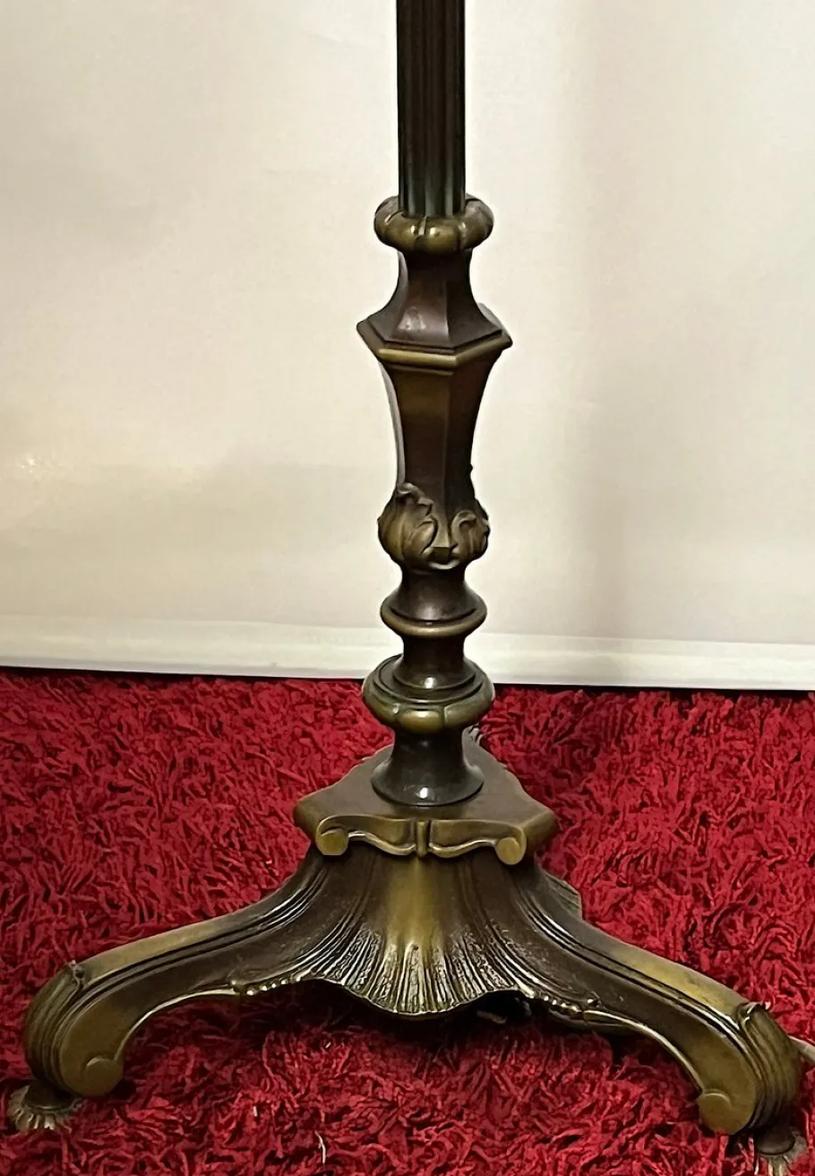 Pamono Antique Brass Tiffany Shade Floor Lamp