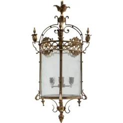 New Pamono Antique Bronze Hall Lantern, France