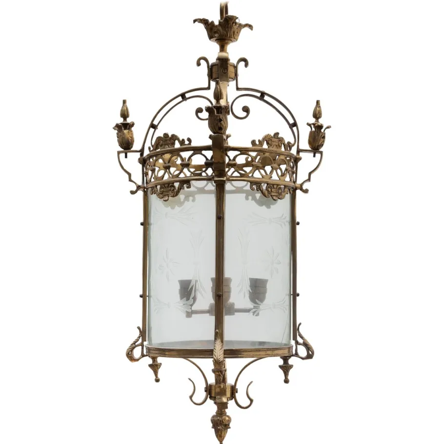 New Pamono Antique Bronze Hall Lantern, France