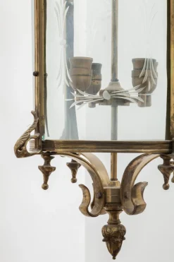 New Pamono Antique Bronze Hall Lantern, France