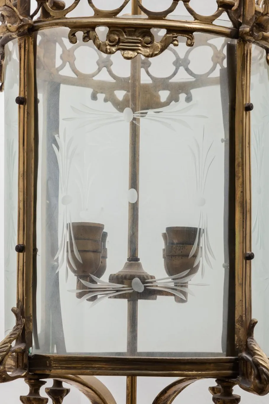 New Pamono Antique Bronze Hall Lantern, France