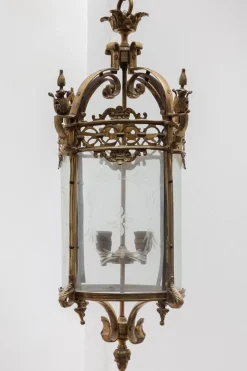 New Pamono Antique Bronze Hall Lantern, France