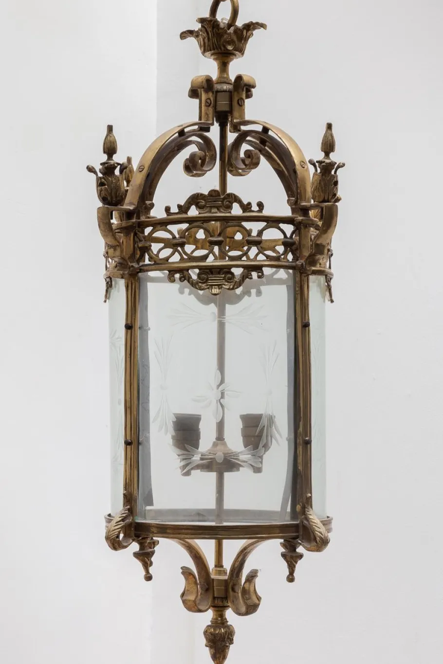 New Pamono Antique Bronze Hall Lantern, France