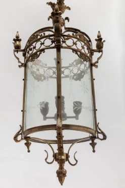 New Pamono Antique Bronze Hall Lantern, France