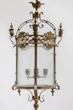 New Pamono Antique Bronze Hall Lantern, France