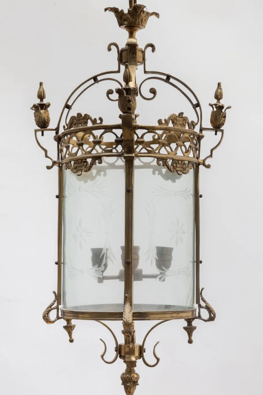 New Pamono Antique Bronze Hall Lantern, France