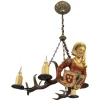 Discount Pamono Antique Carved Wooden Four-Light Chandelier, 1890s