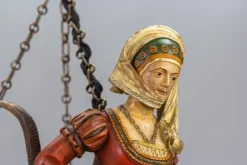 Discount Pamono Antique Carved Wooden Four-Light Chandelier, 1890s