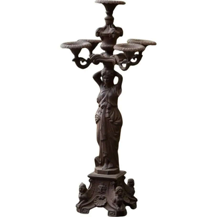 Outlet Pamono Antique Cast Iron Outdoor Candelabra Sculpture, 1890s