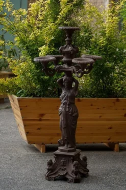 Outlet Pamono Antique Cast Iron Outdoor Candelabra Sculpture, 1890s