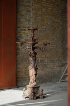 Outlet Pamono Antique Cast Iron Outdoor Candelabra Sculpture, 1890s