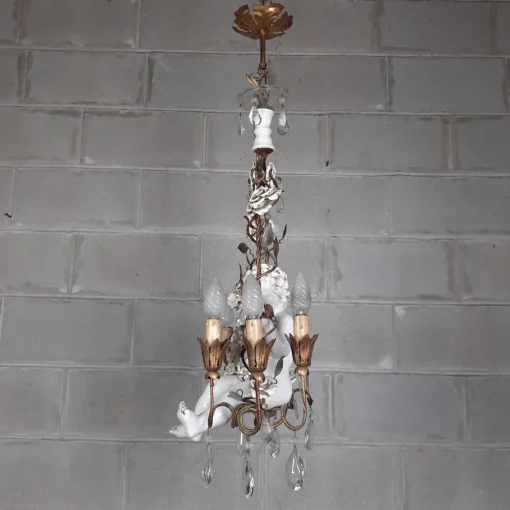 Best Pamono Antique Chandelier in Ceramic and Iron, 1950s