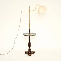 Pamono Antique Chinoiserie Lacquered Floor Lamp Table, 1900s