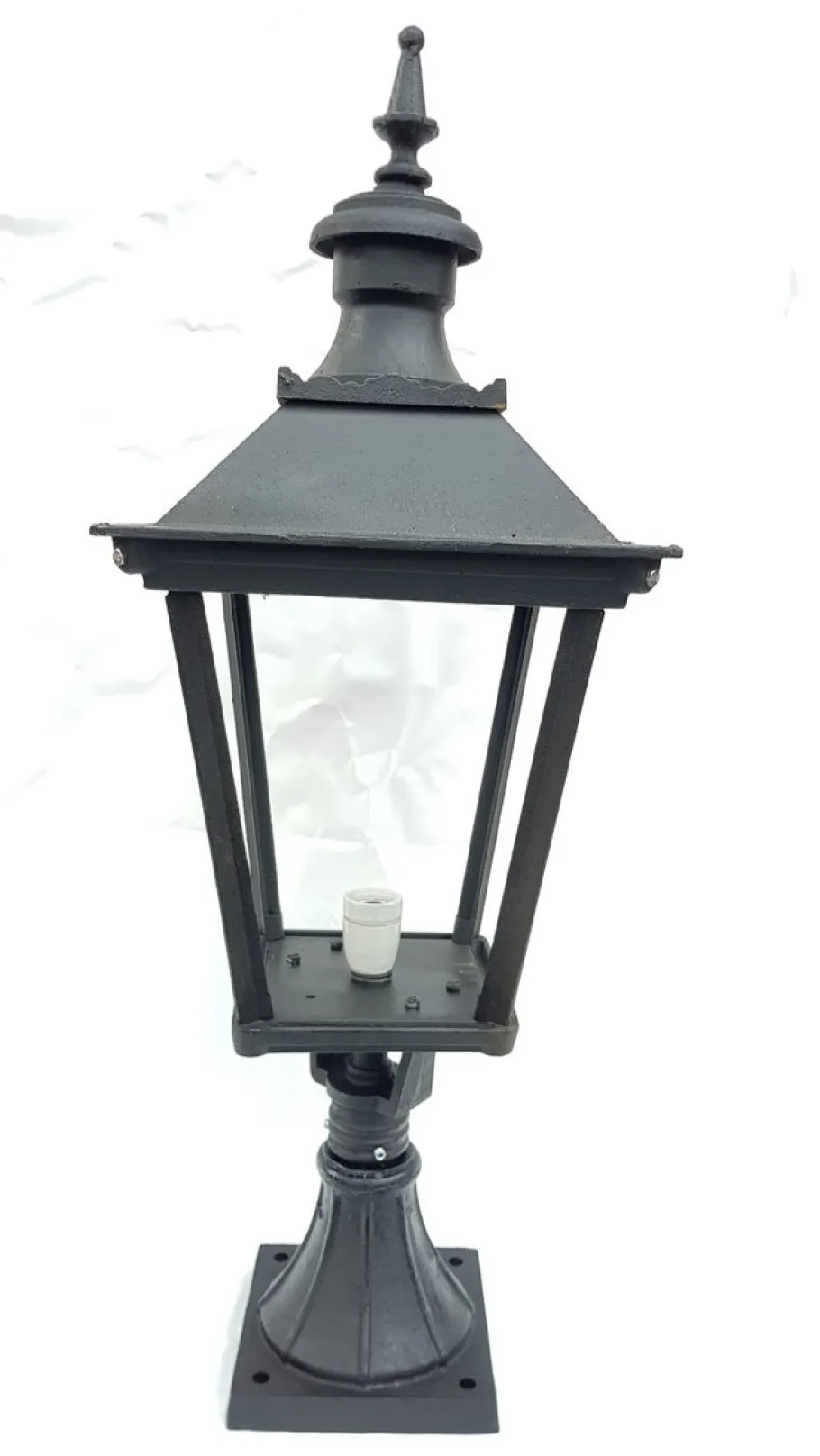 Outlet Pamono Antique Classic Victorian Cast Iron Pillar Lamp Lantern on Base Outdoor Lamp