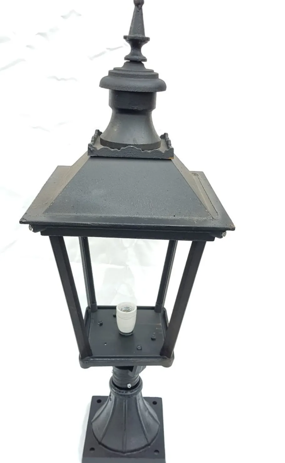 Outlet Pamono Antique Classic Victorian Cast Iron Pillar Lamp Lantern on Base Outdoor Lamp