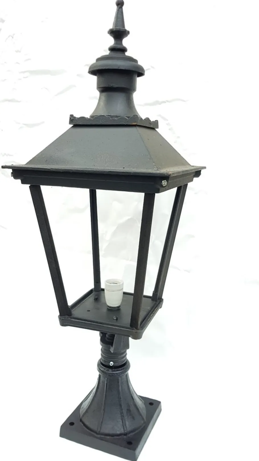 Outlet Pamono Antique Classic Victorian Cast Iron Pillar Lamp Lantern on Base Outdoor Lamp