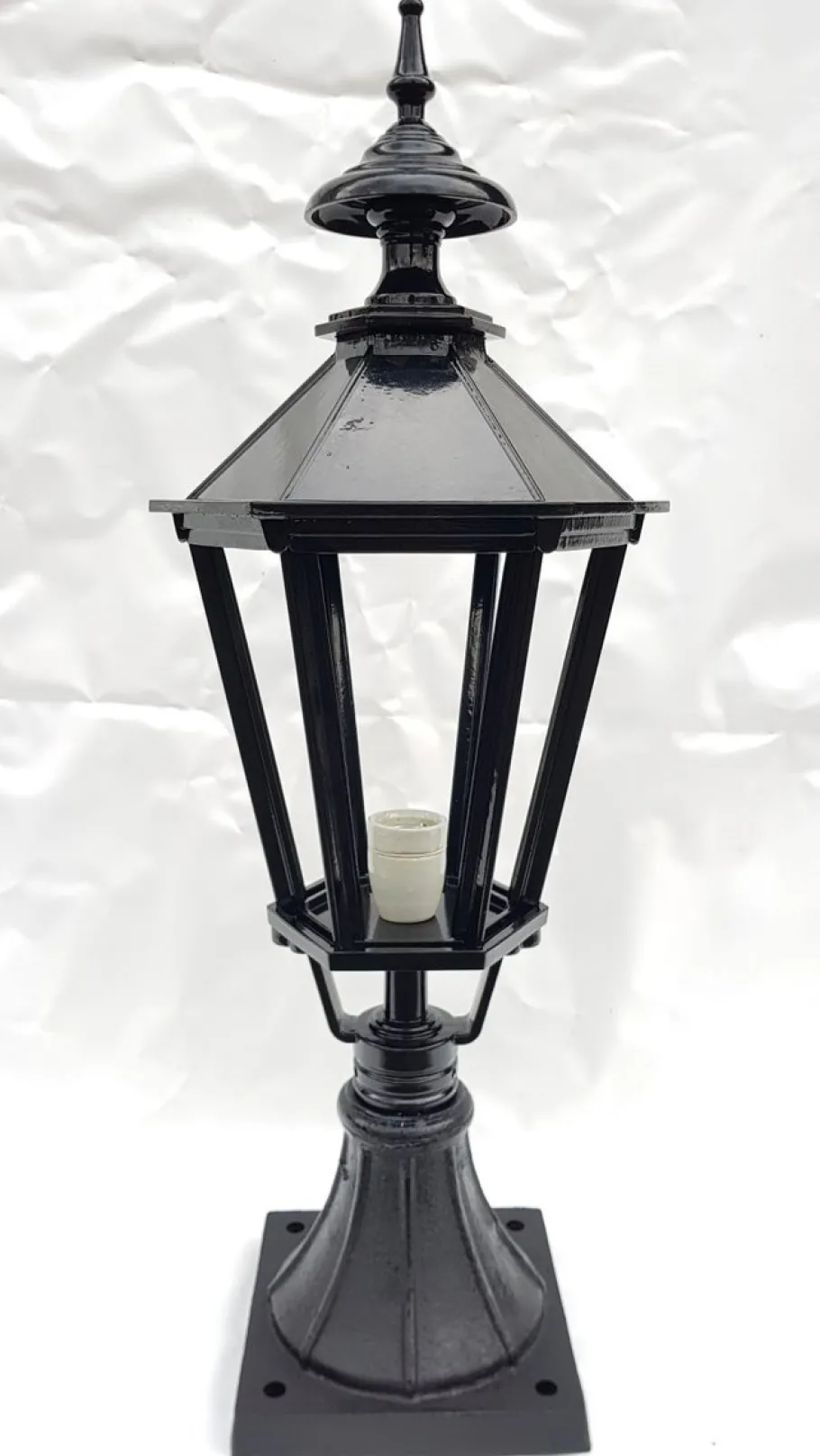 Outlet Pamono Antique Classic Victorian Cast Iron Pillar Lamp Lantern on Base Outdoor Lamp