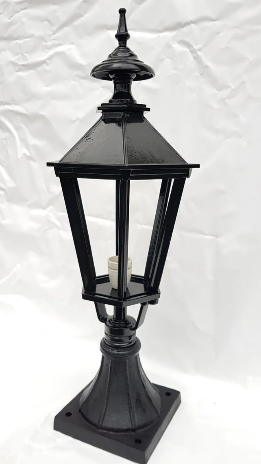 Outlet Pamono Antique Classic Victorian Cast Iron Pillar Lamp Lantern on Base Outdoor Lamp