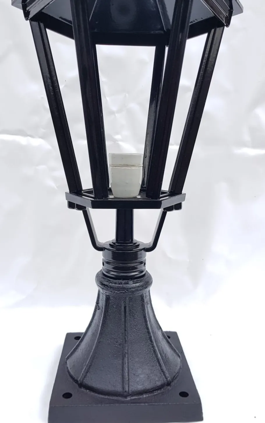 Outlet Pamono Antique Classic Victorian Cast Iron Pillar Lamp Lantern on Base Outdoor Lamp