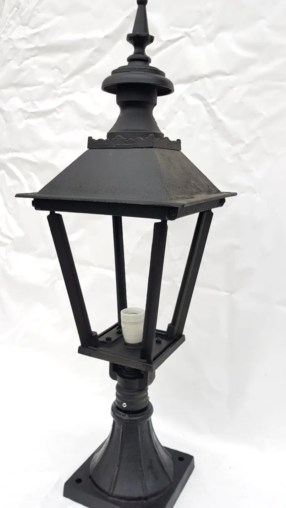 Discount Pamono Antique Classic Victorian Cast Iron Pillar Lamp Lantern on Base Outdoor Lamp