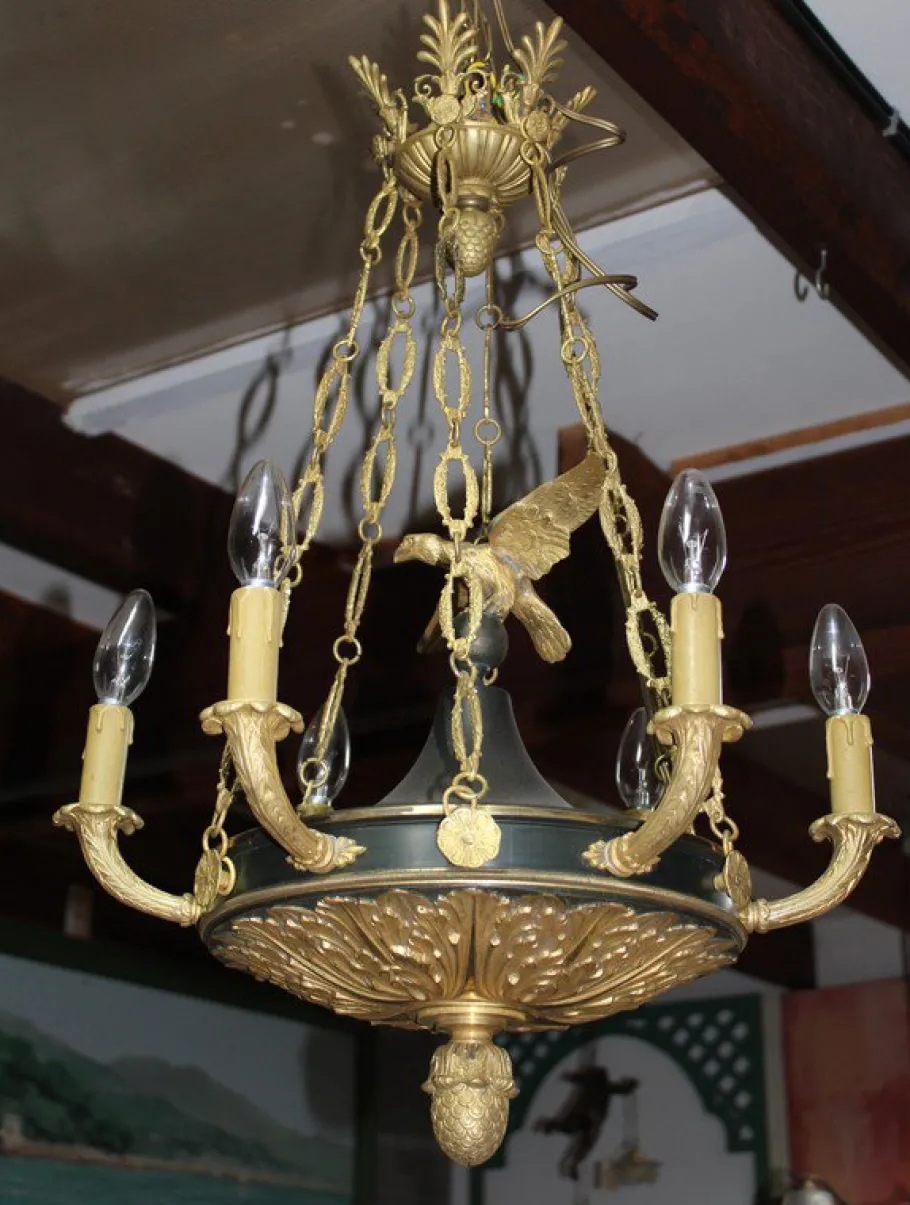 New Pamono Antique Empire Bronze Chandelier