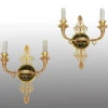 New Pamono Antique Empire Chiseled Gilt and Satin-Finished Bronze Sconces, France, 19th Century, Set of 2