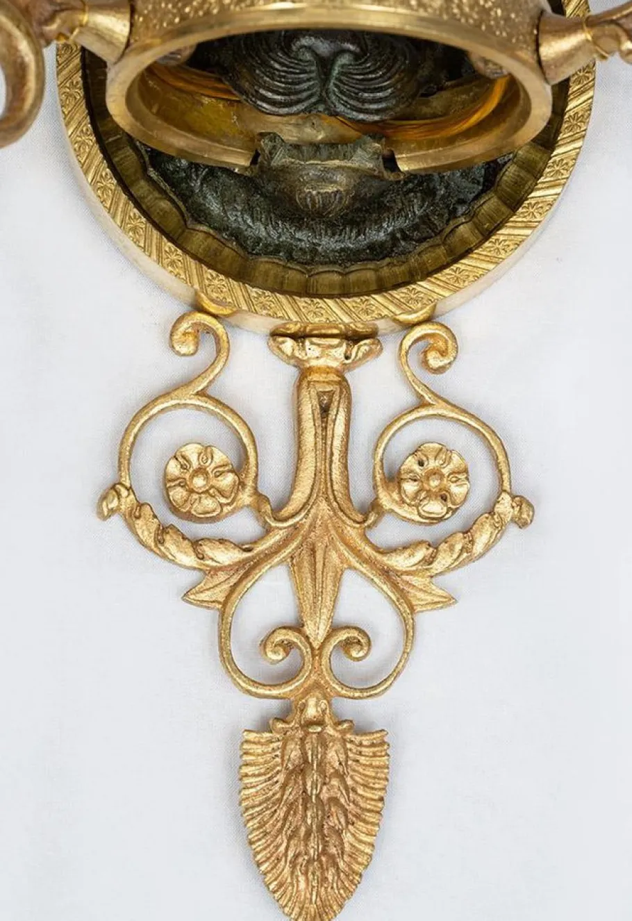 New Pamono Antique Empire Chiseled Gilt and Satin-Finished Bronze Sconces, France, 19th Century, Set of 2