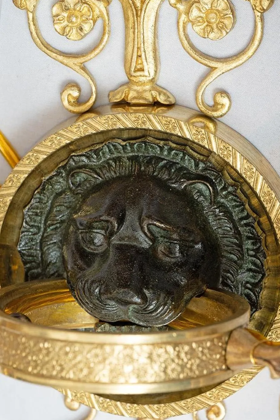 New Pamono Antique Empire Chiseled Gilt and Satin-Finished Bronze Sconces, France, 19th Century, Set of 2