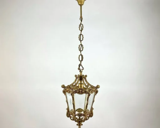 Best Pamono Antique Empire Style Bronze & Glass Lantern Pendant Light, France, 1920s