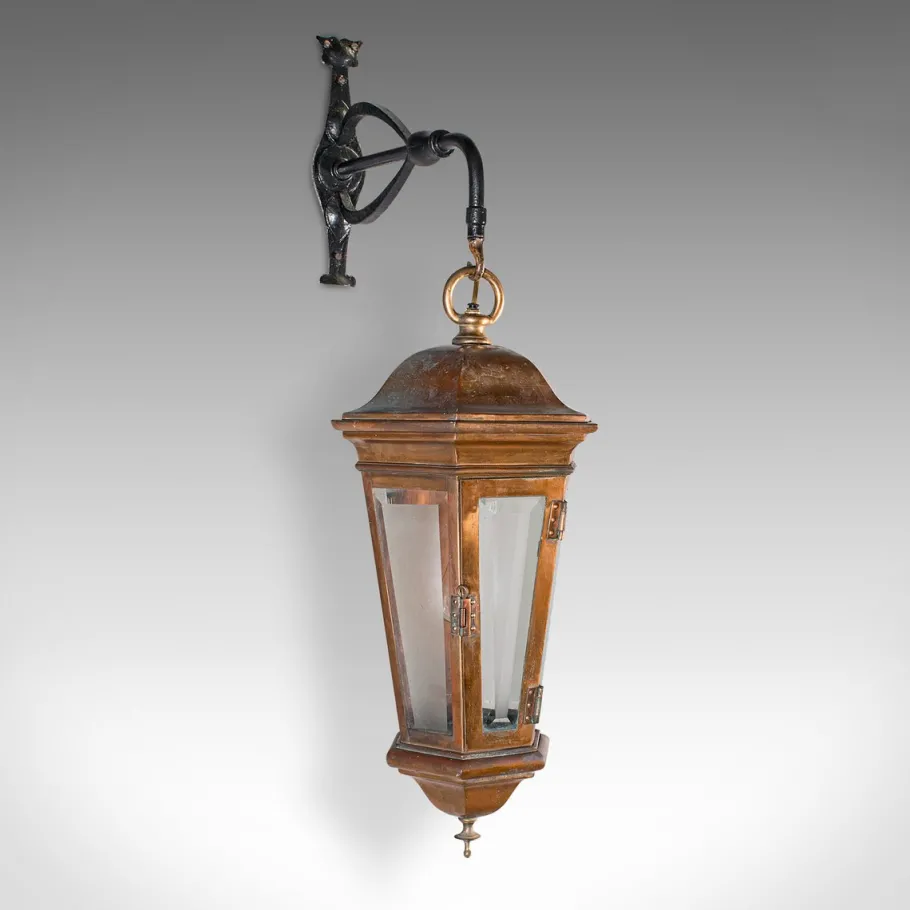 Pamono Antique English Courtyard Light in Bronze and Wrought Iron, 1850
