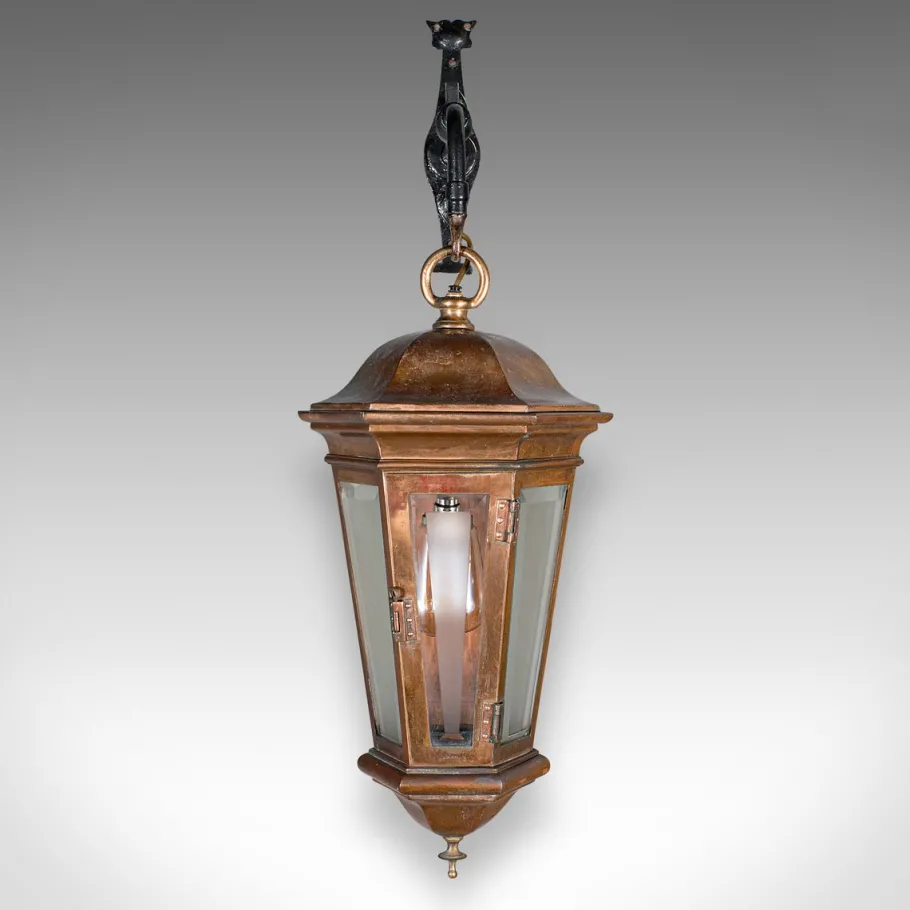 Pamono Antique English Courtyard Light in Bronze and Wrought Iron, 1850