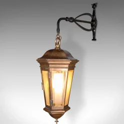 Pamono Antique English Courtyard Light in Bronze and Wrought Iron, 1850