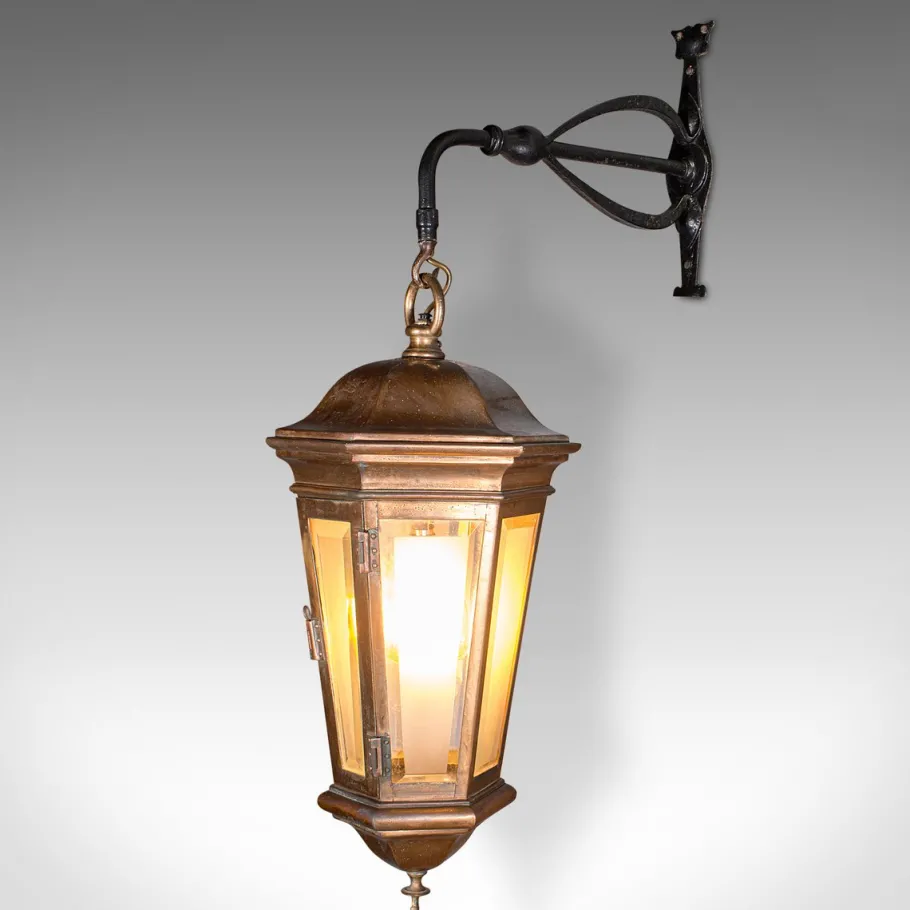 Pamono Antique English Courtyard Light in Bronze and Wrought Iron, 1850