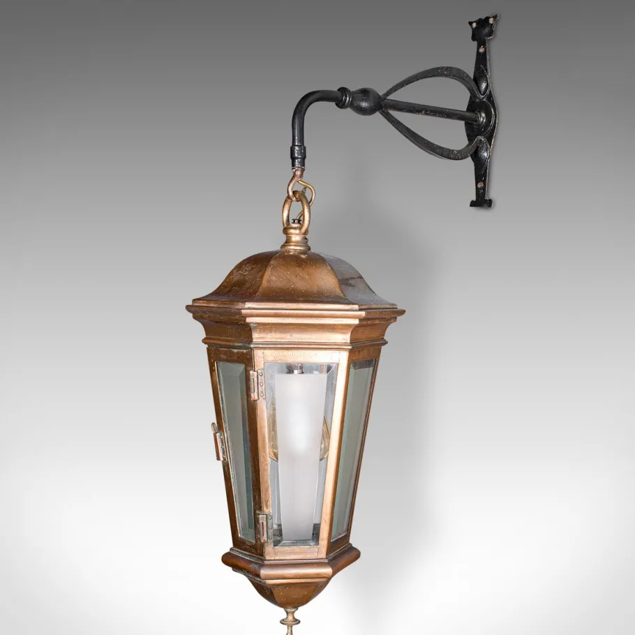 Pamono Antique English Courtyard Light in Bronze and Wrought Iron, 1850