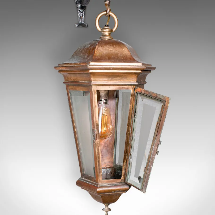 Pamono Antique English Courtyard Light in Bronze and Wrought Iron, 1850