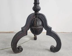 Clearance Pamono Antique Floor Lamp in Carved Oak with Rust-Red Shade, Austria, 1890s