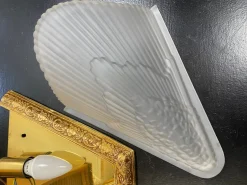 New Pamono Antique French Art Deco Style Brass & Glass Wall Lights, 1920s, Set of 2