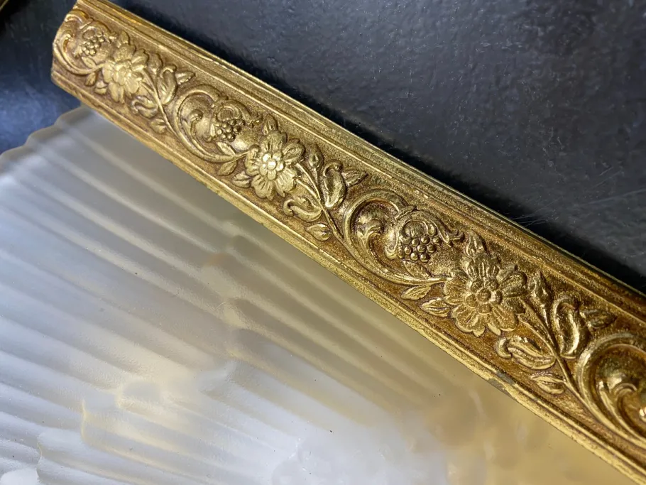 New Pamono Antique French Art Deco Style Brass & Glass Wall Lights, 1920s, Set of 2