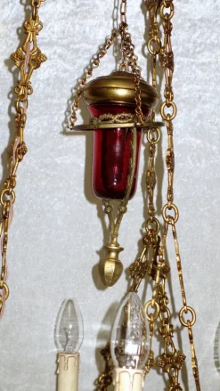 Hot Pamono Antique French Brass Church Chandelier, 1920