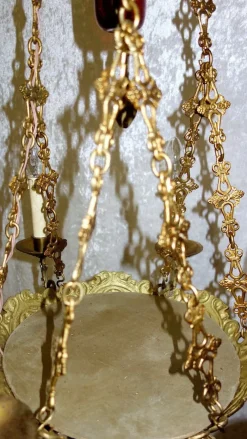 Hot Pamono Antique French Brass Church Chandelier, 1920