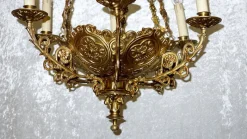 Hot Pamono Antique French Brass Church Chandelier, 1920