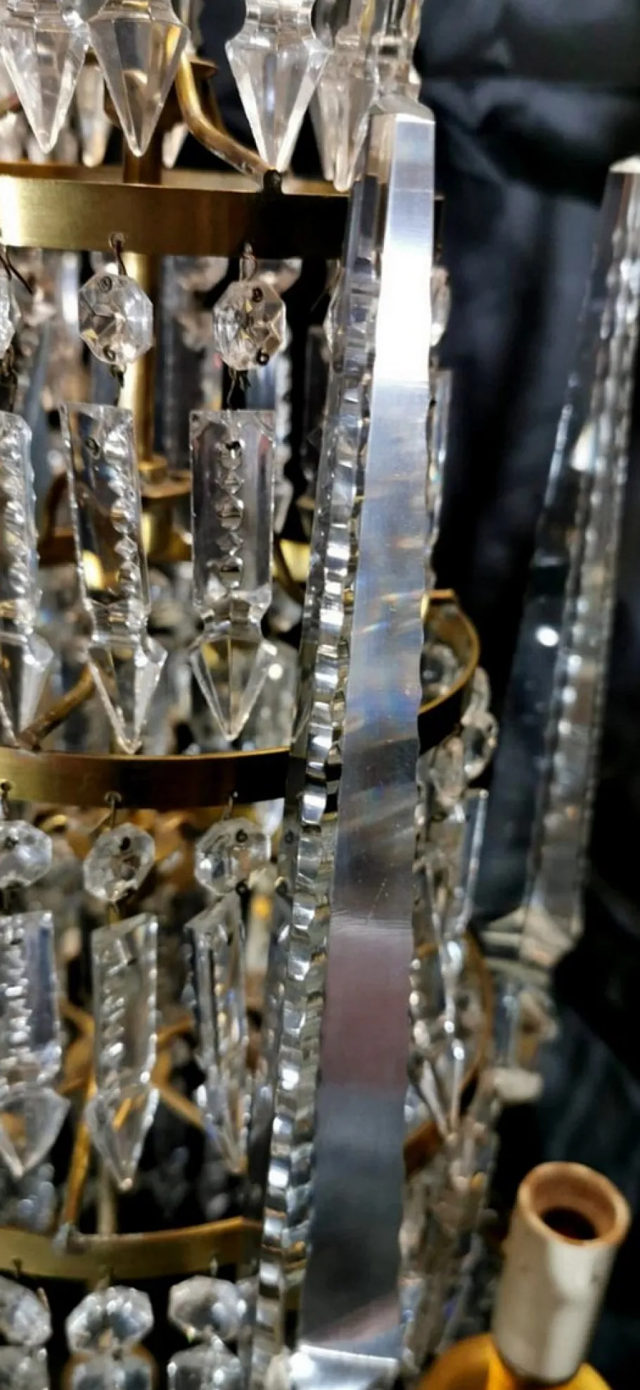 Discount Pamono Antique French Bronze and Lead Crystal Girandoles Table Lamps, Set of 2