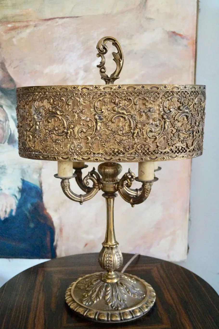 Pamono Antique French Bronze Table Lamp, Circa 1910