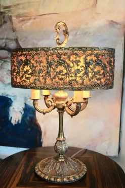 Pamono Antique French Bronze Table Lamp, Circa 1910