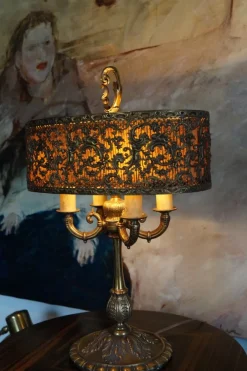 Pamono Antique French Bronze Table Lamp, Circa 1910