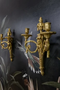 Discount Pamono Antique French Bronze Wall Candle Sconces with Lion Heads, 1890s, Set of 2