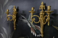 Discount Pamono Antique French Bronze Wall Candle Sconces with Lion Heads, 1890s, Set of 2