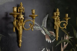 Discount Pamono Antique French Bronze Wall Candle Sconces with Lion Heads, 1890s, Set of 2